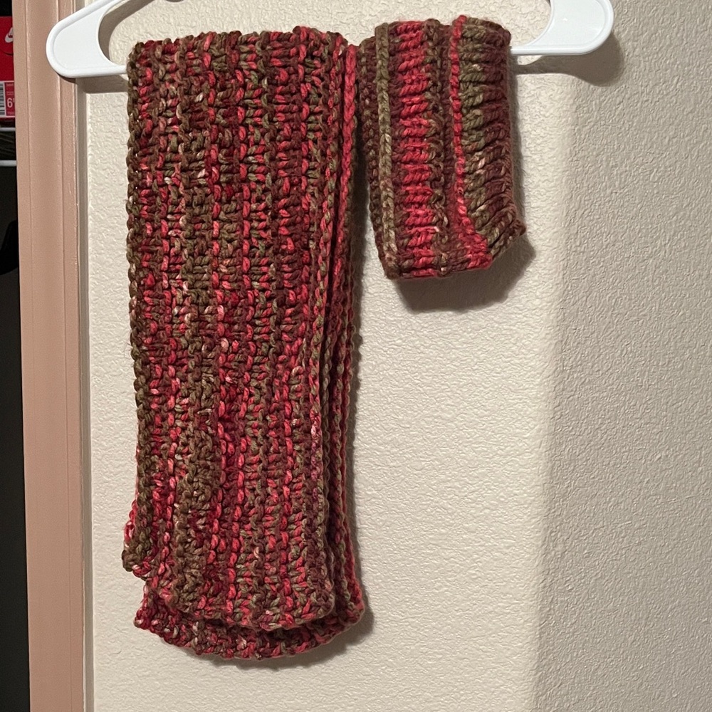 Handmade Knit Scarf and Headband Set